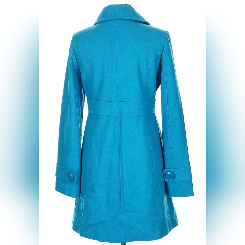 Tulle Original Clothing Anthropologie Teal Blue Wool Pea Coat Jacket Size L - Picture 12 of 13